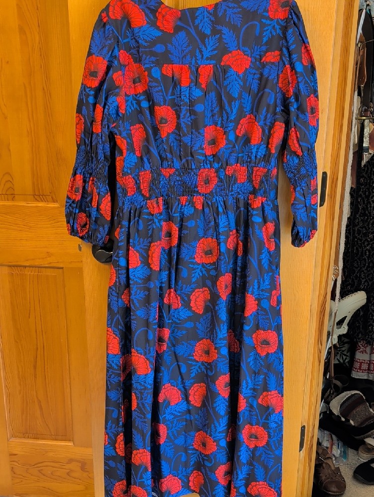 Blue & Red Floral Button-Front Women’s Dress — image 3 of 6
